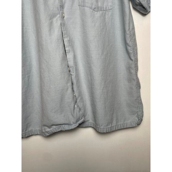 Primark Blue Button Up Mens Size Large Short Sleeve Dress Shirt Casual Solid - Picture 3 of 11